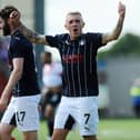 Callumn Morrison enjoys the moment as he scores Falkirk's opening goal (picture by Michael Gillen)