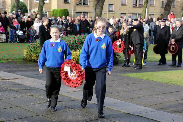 Zetland Park. Remembrance Service at War Memorial.