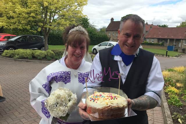 Shirley McLauchlan and Tony McCheyne were treated to a 'nearly married' party by Airthrey Care Home staff and residents