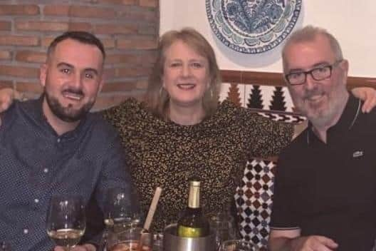 Stewart Beveridge with dad Bob and his wife Elaine McGinlay