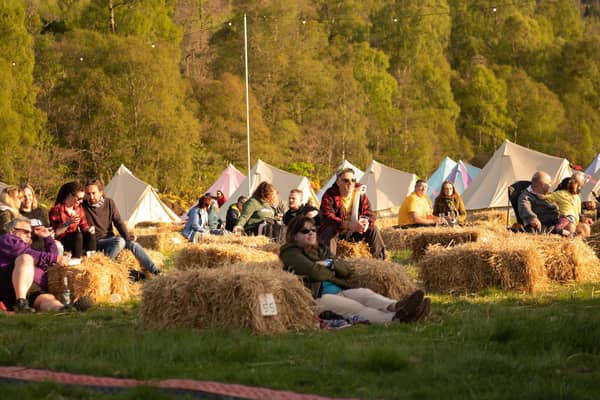 A socially distanced audience at Capers In Cannich (Pic: Paul Mitchell/Wildman Media)