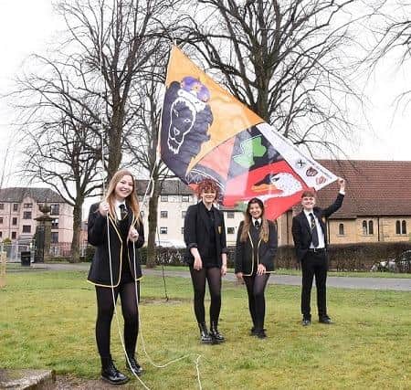 Flags designed by school pupils for Zetland Park - Grangemouth High