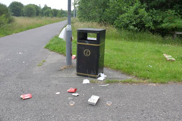 Rubbish dumped near a bin