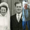 The happy couple Alice and Marshall Young, pictured on their wedding day and their anniversary.