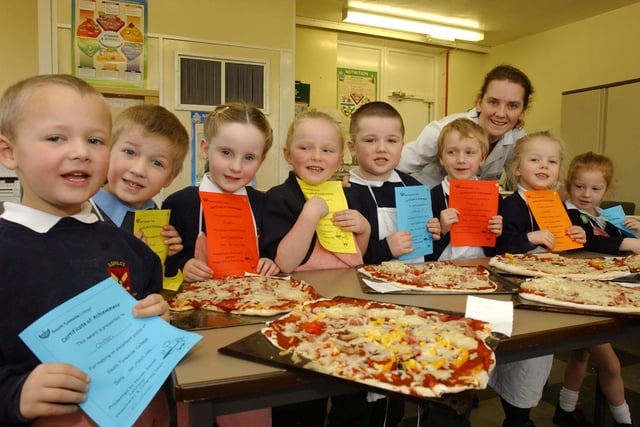Reception class pupils from Ashley Primary School who made pizzas at South Tyneside College 18 years ago. Recognise anyone?