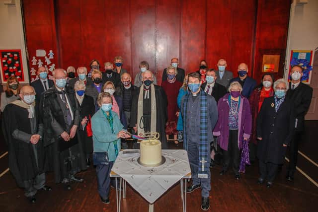 The cake cutting to mark Grahamston United Church 50th Anniversary Service .