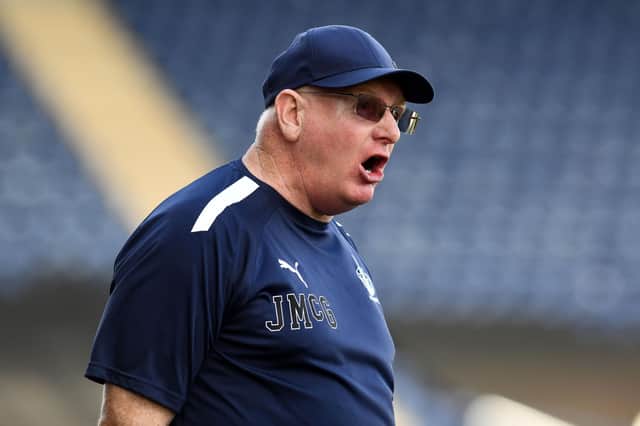 Falkirk boss John McGlynn on the touchline against Montrose (Photos: Michael Gillen)