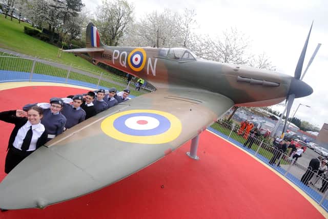 Air cadets at the unveiling of the Spitfire Memorial in Grangemouth in May 2103