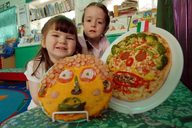 Sophie Grimes and Isabel Young were pictured with pizza faces in this Clervaux Nursery scene from 2007.