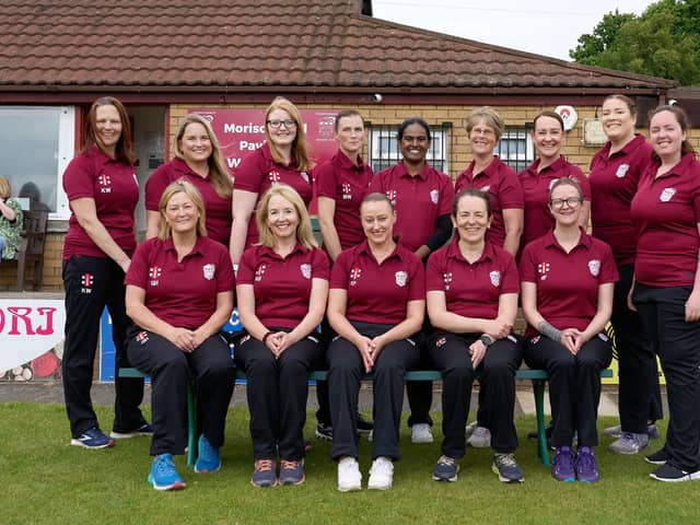 Stenhousemuir’s recently-formed women’s team played their first ever match at The Tryst last Sunday – and the squad are already making plans to join a league (Photo: Sonja Blietschau)