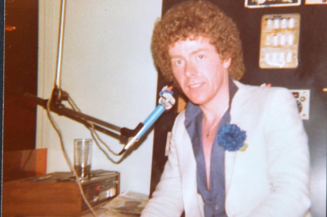 DJ Dougie Law in action getting folk up on the dance floor back in the day