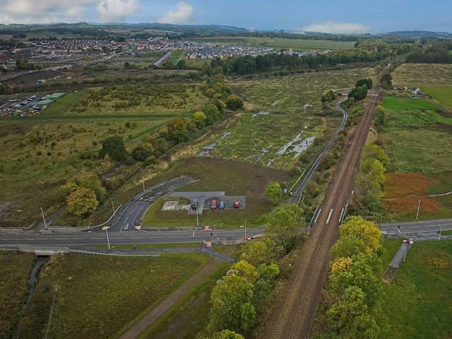 Site of proposed station on main Edinburgh-Glasgow line.