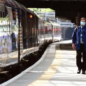 ScotRail and Network Rail have announced physical distancing will be reduced to a minimum of one metre in stations and on trains from Monday, July 27.  Pic: Lisa Ferguson