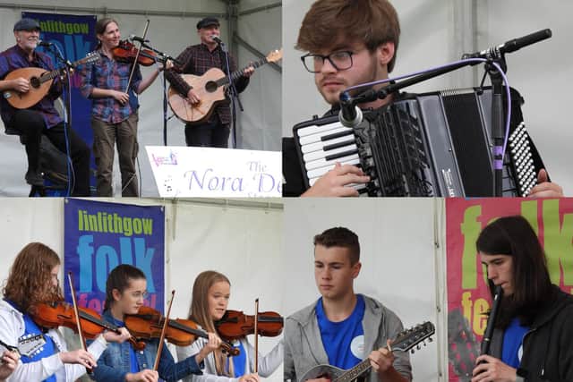 Some talented performers who took to the Nora Devine stage last year, named after the lady who ran Linlithgow Folk Club for many years.