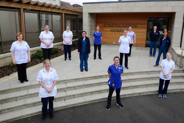 Strathcarron Hospice staff celebrated the service's 40th anniversary in April and hope their Virtual 10k Race in October will land the facility much-needed funds. Picture: Michael Gillen.