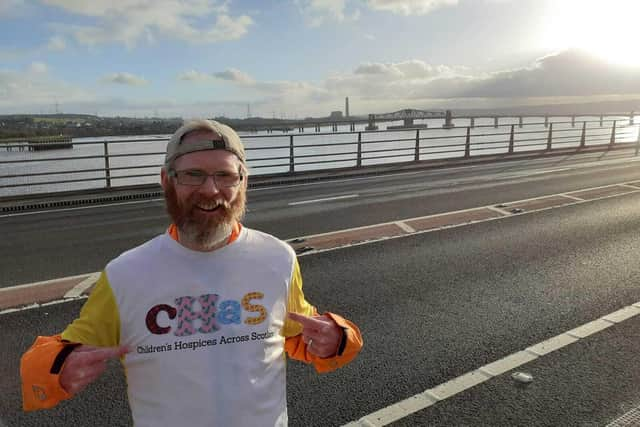 Westquarter man Craig Smith completed a Marcothon to raise funds for CHAS. Contributed.