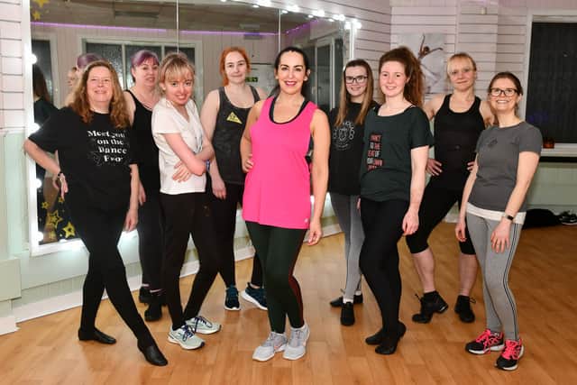 Dianne Inglis, middle, with her adult dance class
