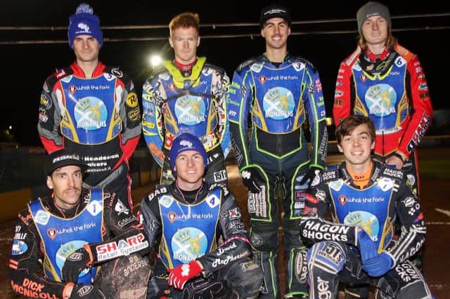 2021 Edinburgh Monarchs - Back row: Richie Worrall, Anders Rowe, Kye Thomson and Drew Kemp. Front: Sam Masters (Captain), Josh Pickering and Jason Edwards.