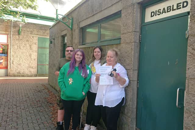 Willie Stewart, Kiera Young, Pamela Young and June Ramage are some of 'the Loo Crew' looking to reopen the public toilets in Grangemouth. Picture: LDRS