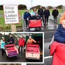 The £682,000 Bo’ness Greenways project is now complete following upgrades to the railway crossings. Inset: Cycling Without Age tri-shaw has a newly installed garage at the Corbie Inn.