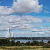 Photo taken from the site of the planned new CALA homes, showing the Queensferry Crossing as well as the Forth Rail and Road bridges.