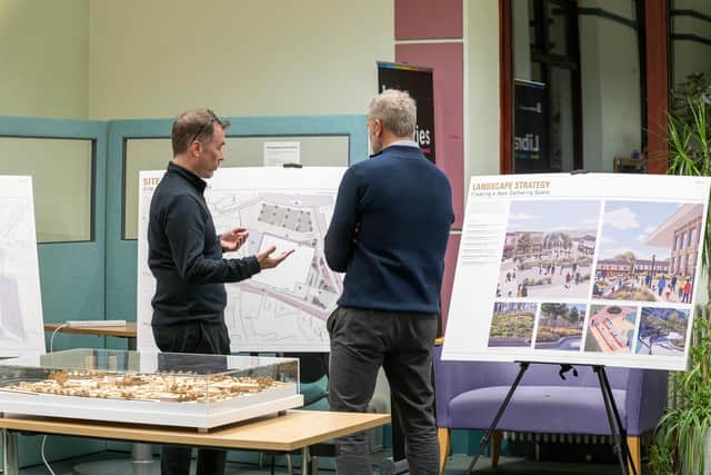 The event offered people the chance to see the proposed designs for the building, which is to be built on the former Callendar Square Shopping Centre site. (Pic: Michael Gillen)