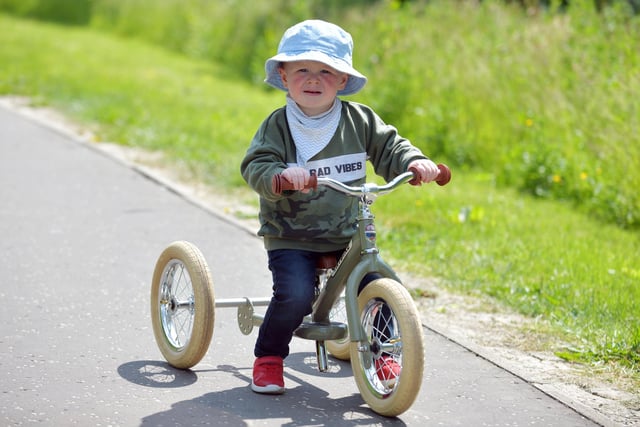 Falkirk's Fergus Ashford, 2, was just one of many youngsters cycling