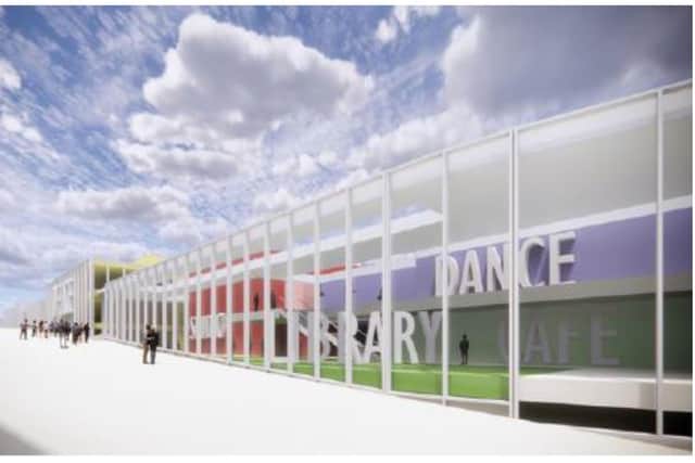 The design plans for the combined arts centre and headquarters