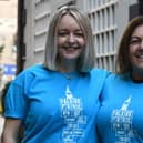 Sharon Crozier and Jane White, from the Tolbooth Tavern, wearing the Falkirk Pub Trail t-shirts.  Picture: Michael Gillen.