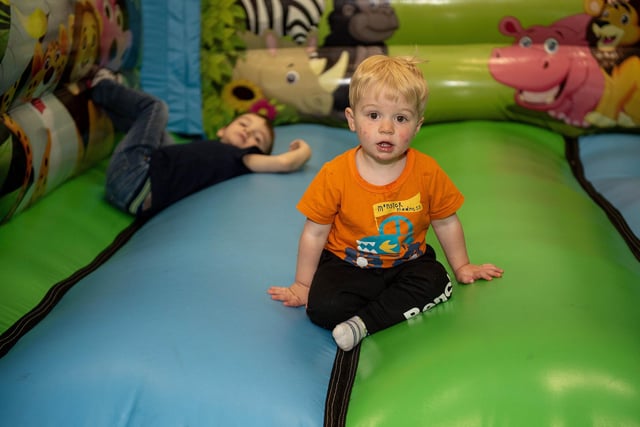 Fun on the bouncy castle.