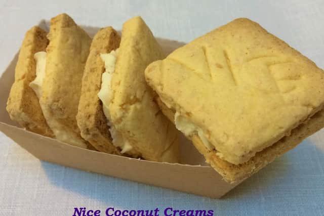 These Nice Coconut Creams are some of the biscuits that will be available from Mother Murphy's and delivered straight to your door in November.