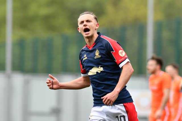 04-05-2024. Picture Michael Gillen. FALKIRK. Falkirk Stadium. Falkirk FC v Alloa Athletic FC. Season 2023 - 2024. Matchday 36. SPFL cinch League One. Trophy Day.