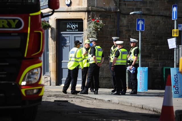 Police on the scene at South Street last week. Picture Michael Gillen.