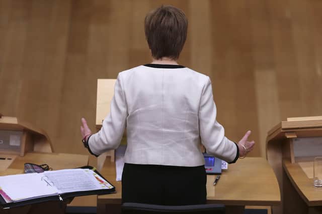 Scottish First Minister Nicola Sturgeon updates MSPs on any changes to the Covid-19 five-level system at the Scottish Parliament. Picture: Fraser Bremner - Pool/Getty Images