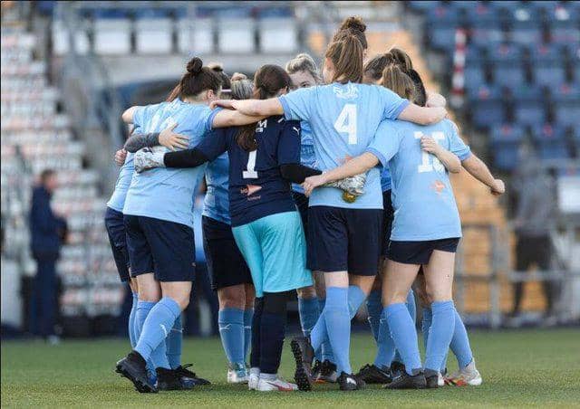 Falkirk's players put up a fight against SWPL2 side Stirling University (Picture: Ian Sneddon)