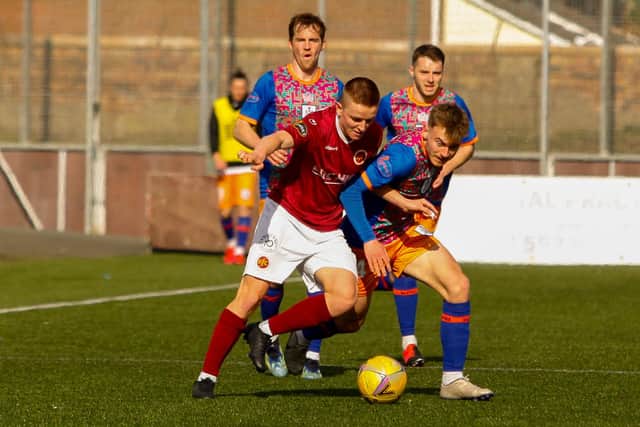 Thomas Halleran in action for Stenny in their 3-1 defeat to Queen's Park last Saturday