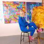 Forth Valley College art student Niamh McFarlane with some of her work. Pic: Ashley Forsyth.