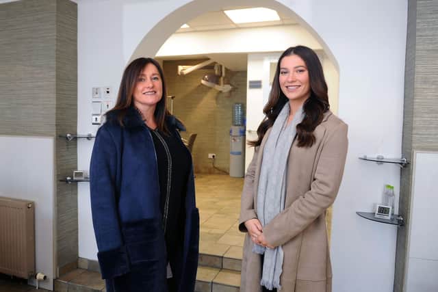 Damask Hair and Beauty owner Patricia Crawford with daughter Jodie who offers beauty services at the Falkirk salon. Picture: Michael Gillen.