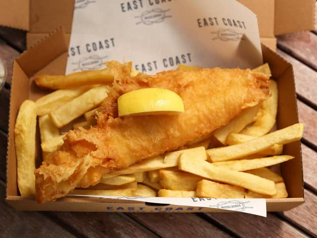 Undated handout photo issued by Taste Communications of a portion of cod and chips from East Coast Fish & Chips. Carlo Crolla,