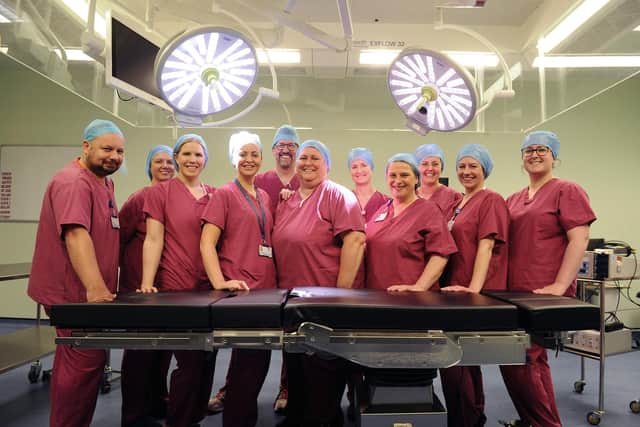 Over 1000 people have joined workers at NHS Forth Valley, including this theatre team