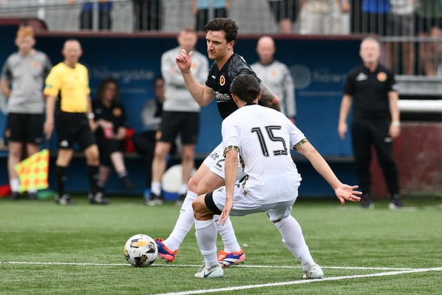 Ross Meechan makes his move on the ball for Stenny – who won twice