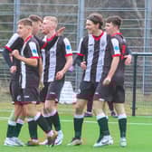 Dunipace v St Andrews Sam Colley scores to put Dunipace 2-0 up (Photo: Scott Louden)