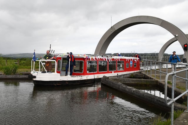 The Seagull Trust's boat, Barr Seagull, began its journey by navigating the Falkirk Wheel.