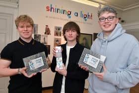 Shining a Light Exhibition winners, left to right: second place, Kyle Syme; winner, Connor Draycott, and third place, Nicolas J McGrory.