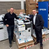 Ryan Green, left, and Epson partner manager Paul Macrae, right. (Contributed).