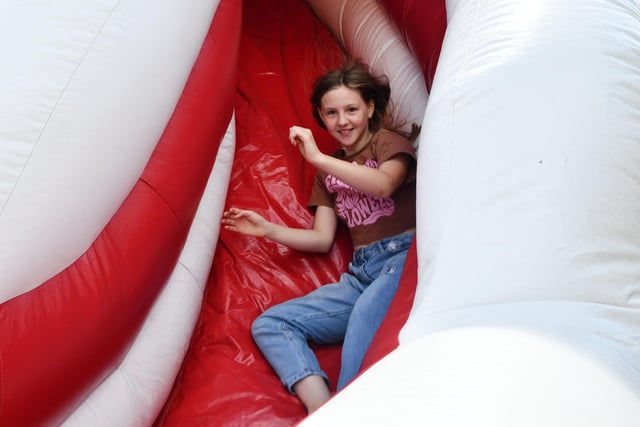 The inflatable helter skelter proved a hit.