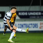 Jamie Hamilton puts East Stirlingshire in front against Fort William in the Scottish Cup (pic: Michael Gillen)