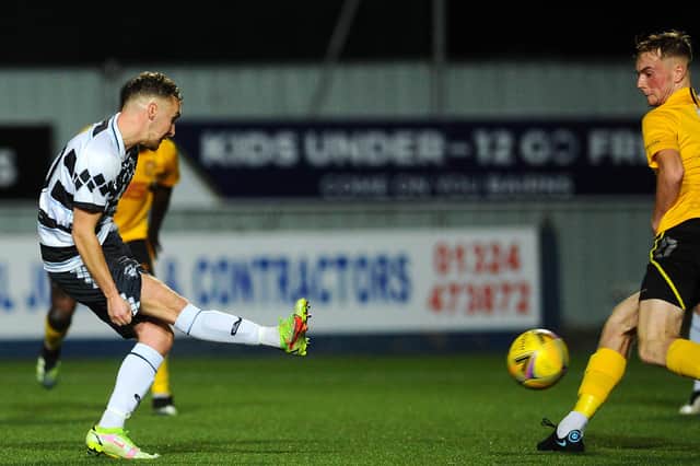 Jamie Hamilton puts East Stirlingshire in front against Fort William in the Scottish Cup (pic: Michael Gillen)