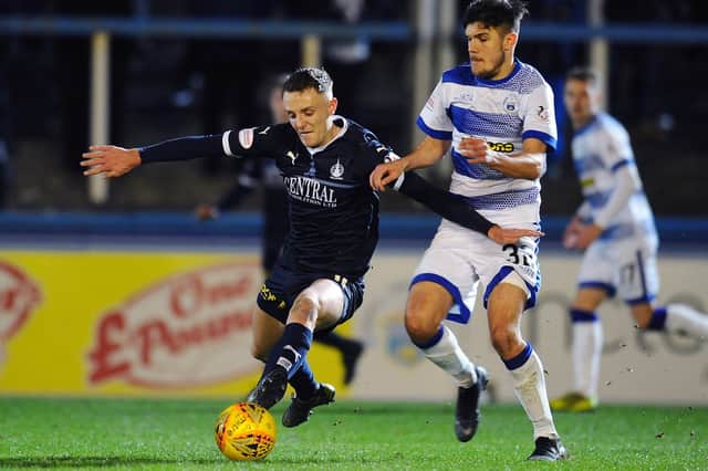 Falkirk's Ross MacLean and Morton's Reece Lyon vying for possession during their sides' 1-1 draw in March 2019 (Photo: Michael Gillen)