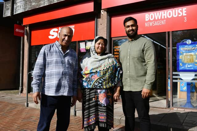 Ghulam Farid, wife  Shagufta and son Zain said goodbye to their beloved Bowhouse Newagents shop but both Ghulam and Shagufta received British Empire Medals in the Queen's Birthday Honours